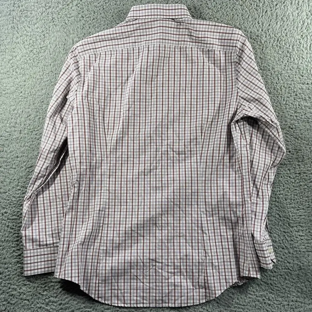 Banana Republic Shirt Mens Large Red Blue Non Iron Slim Fit Long Sleeve Button